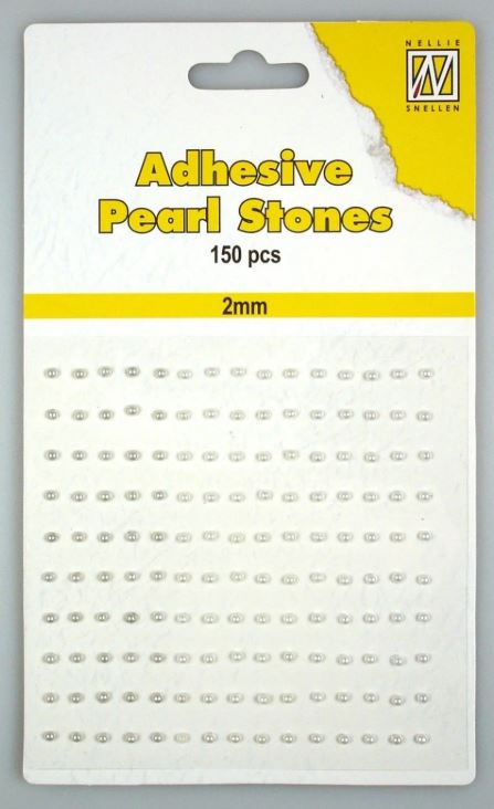 Nellie Choice - Adhesive pearls 2mm, 3-colors - White APS207