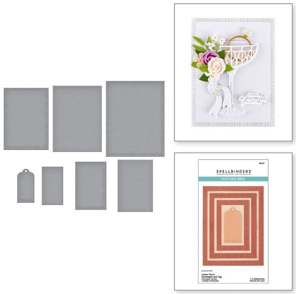 Spellbinders - Etched Dies - Linear Touch Rectangles and Tag S5-721