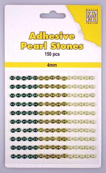 Nellie Choice - Adhesive pearls 4mm, 3-colors - Tones Green APS402