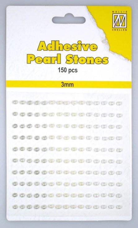 Nellie Choice - Adhesive pearls 3mm, 3-colors - White APS307