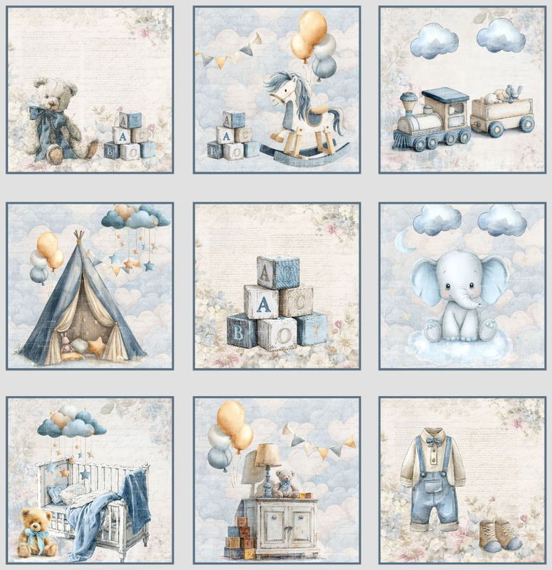 Reprint - Dubbelsidigt 12x12 - Happiness , Boy Tag