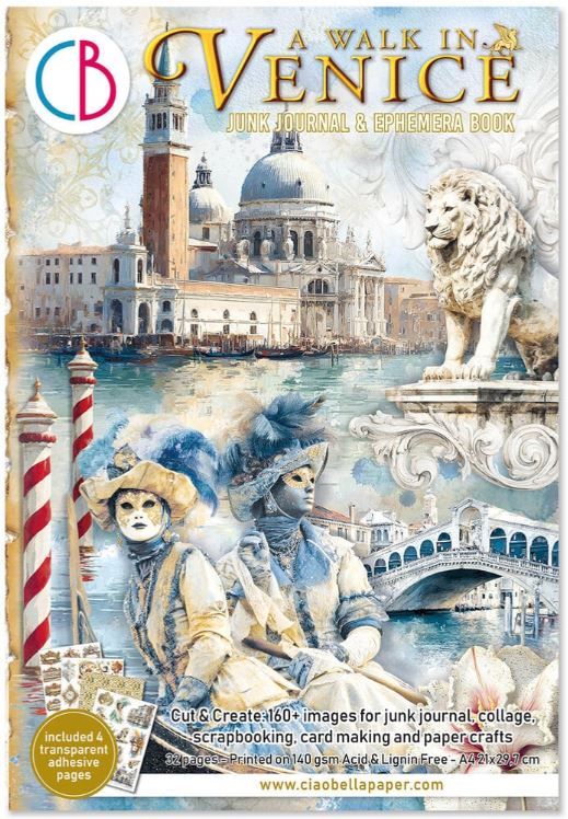 Ciao Bella - Junk Journal A4 Ephemera Book - A Walk in Venice 32pcs  CBB023
