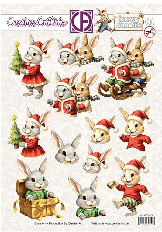 Creatief Art - Creative CutOuts - Snowy Bunnies 01 CCO-021