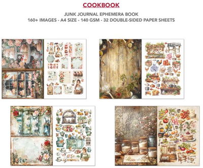 Ciao Bella - Junk Journal A4 Ephemera Book - Cookbook 32pcs