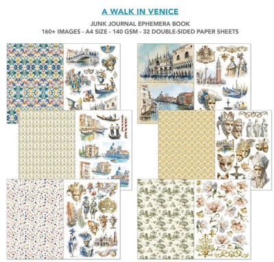 Ciao Bella - Junk Journal A4 Ephemera Book - A Walk in Venice 32pcs  CBB023