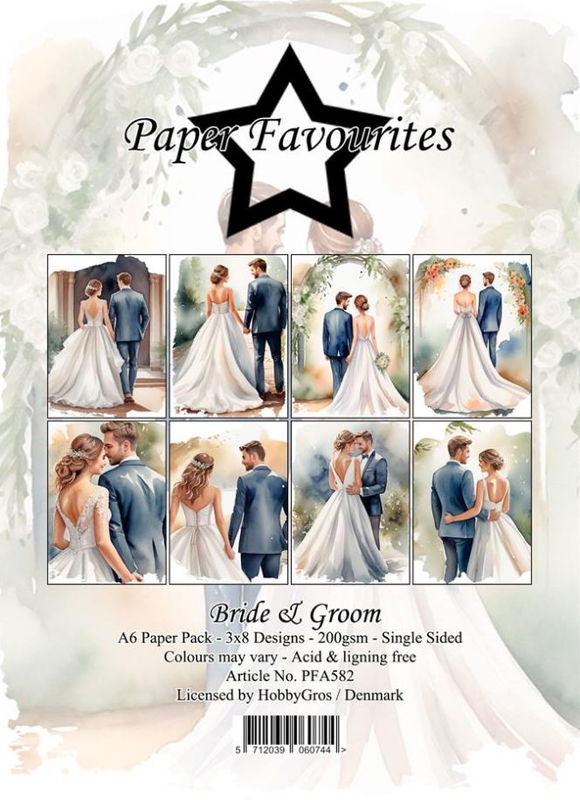 Paper Favourites - A6  Paper Pack - Bride & Groom  PFA582