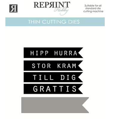 Reprint - Dies - Set med 4 st dies och bakgrund- varje dies är 12 mm hög