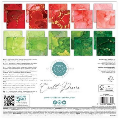 Craft Consortium - Paper Pad 12x12 - ink drops festive