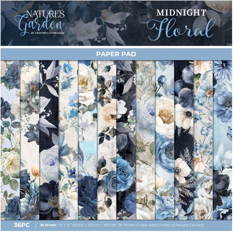 Crafters companion - Paper Pad 12x12 - Midnight Floral