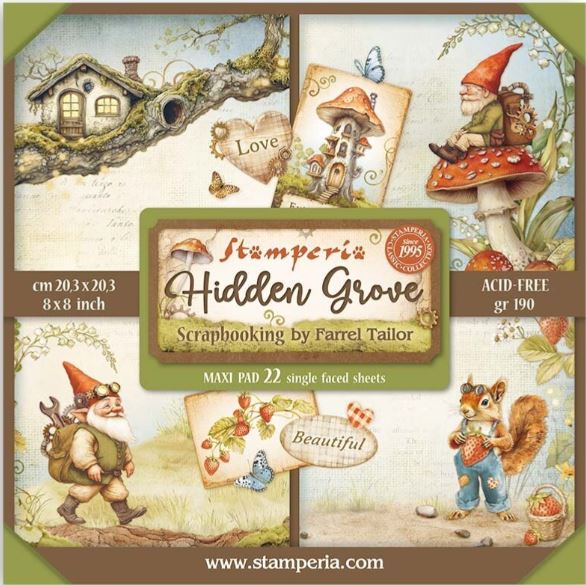 Stamperia - Paper Pad 8x8 Maxi Backgrounds Single Face - Hidden Grove