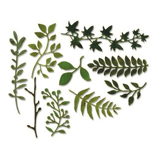 Sizzix Thinlits Die Set - Garden Greens 9PK 661206 Tim Holtz