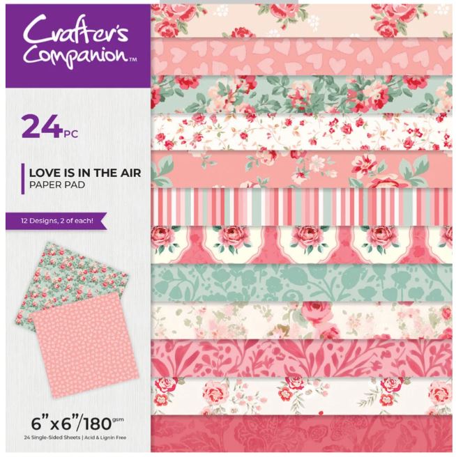 Crafters companion - single-Sided Paper Pad 6x6 - Love is in the Air Crafters companion - single-Sided Paper Pad 6x6 - Love is in the Air