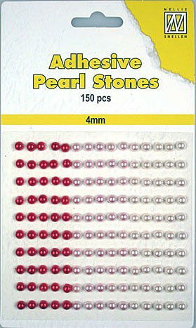 Nellie Choice - Adhesive pearls 4mm, 3-colors - Red APS401