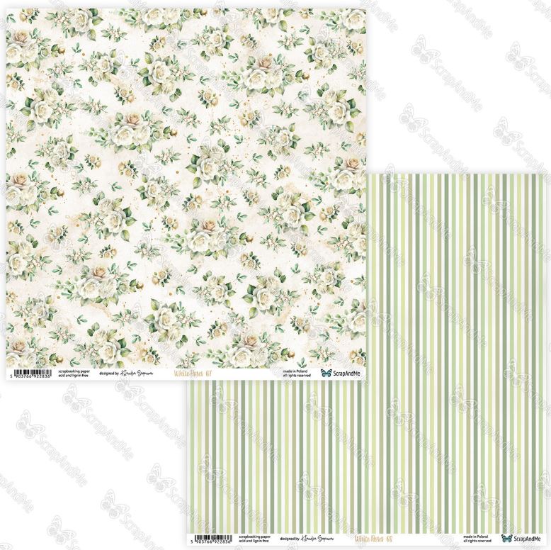 ScrapAndMe - 30x30 papper - White roses  07/08