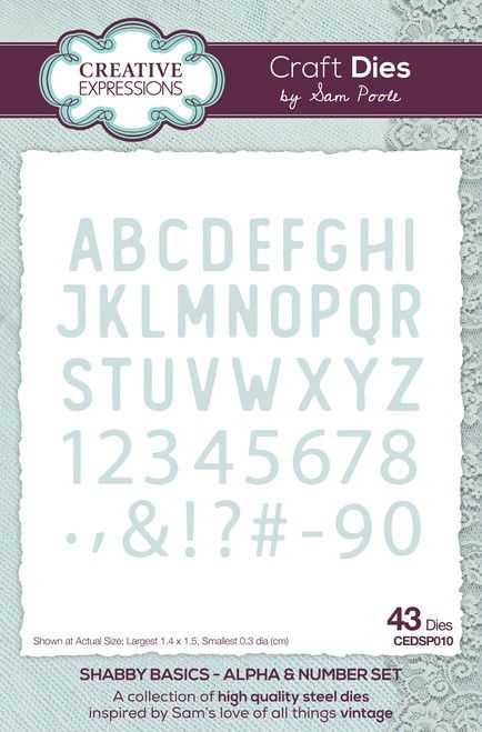 Creative Expressions - Sam Poole Craft Die - Shabby Basics Alpha & Number Set