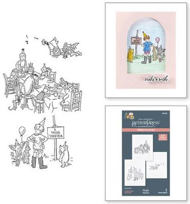 Spellbinders -  BetterPress & dies - Classic Pooh Birthday Celebration Set A Very Happy Birthday BP-319