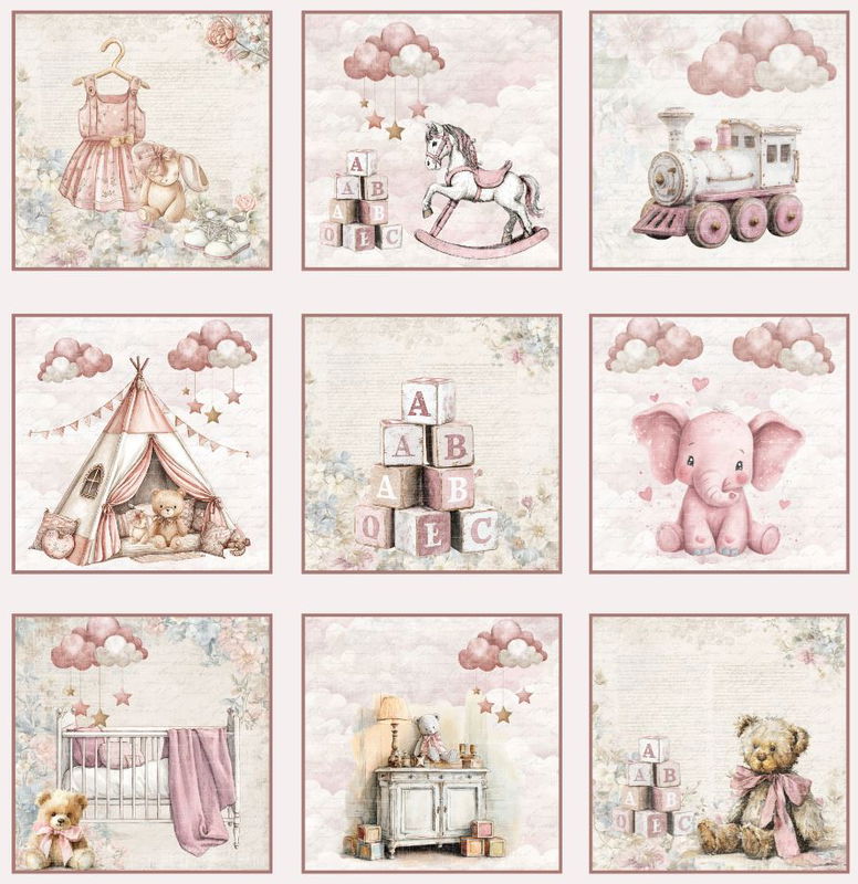 Reprint - Dubbelsidigt 12x12 - Happiness , Girl Tag