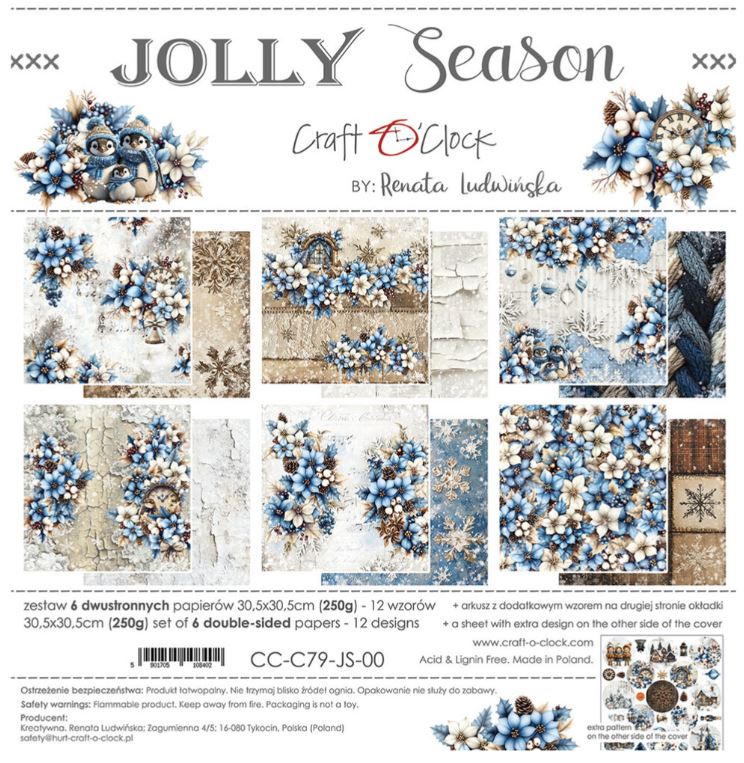 Craft O`clock -  12x12 Inch Papers Set - Jolly Season