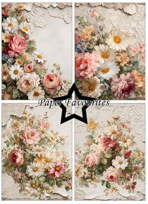 Paper Favourites - A6  Paper Pack - Vintage flowers  PFA608