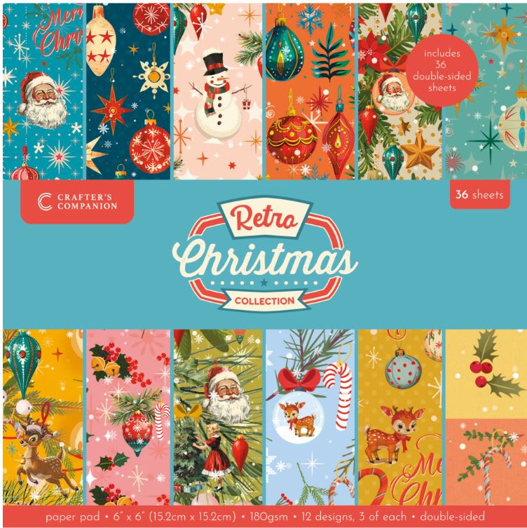 Crafters companion -  6x6 Inch Paper Pad - Retro Christmas  PAD6