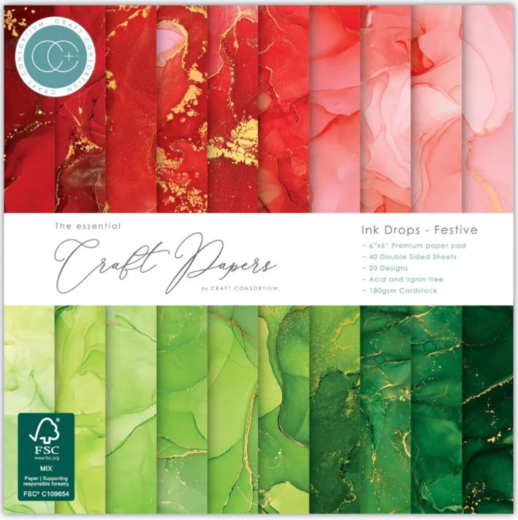 Craft Consortium - Paper Pad 6x6 - ink drops festive