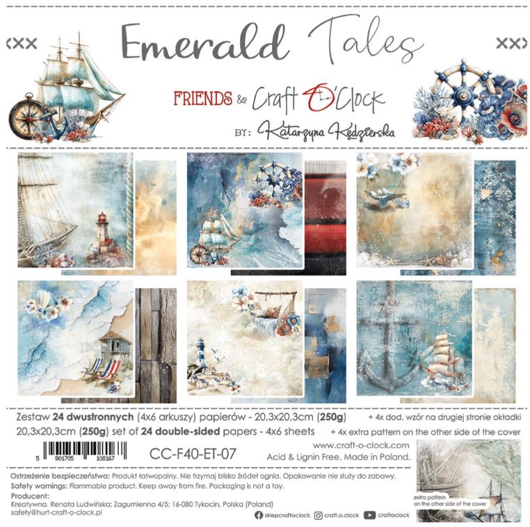 Craft O`clock -  8x8 Inch Papers Set - Emerald Tales