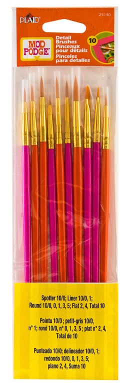 Mod Podge - Detail Brushes Spotter/Liner/Round/Flat (10pcs)