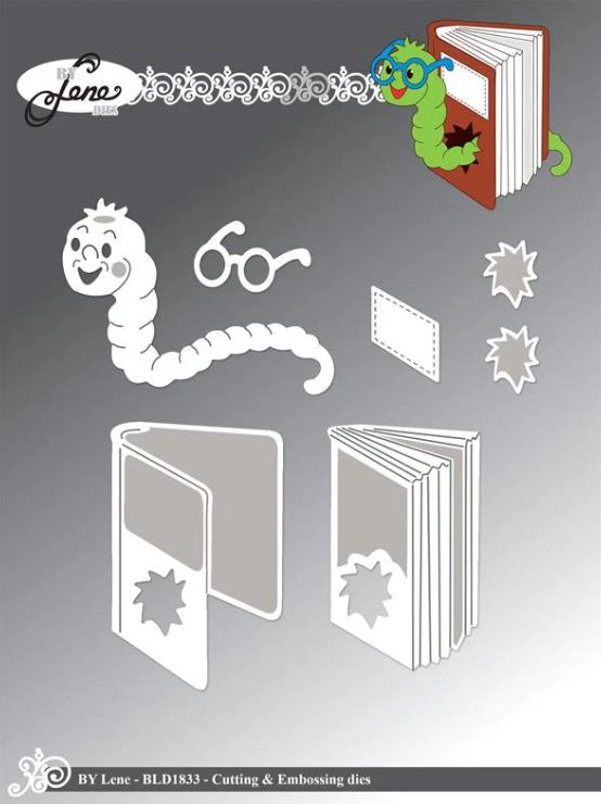 By Lene - Cutting & Embossing Die - Book worm  BLD1833
