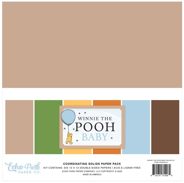 Echo Park - Coordinating Solids Paper Pack - Winnie The Pooh Baby