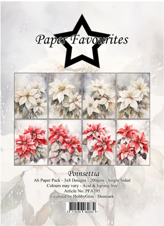 Paper Favourites - A6  Paper Pack - Poinsettia PFA595