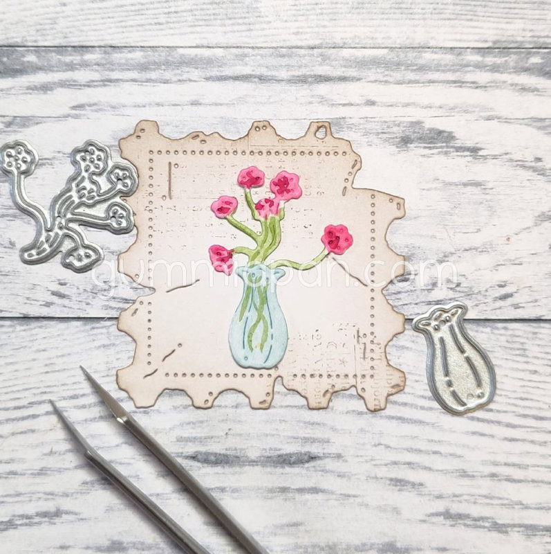 Gummiapan - Dies - Bukett i Vas D260451