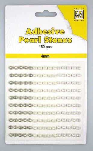 Nellie Choice - Adhesive pearls 4mm, 3-colors - White APS407