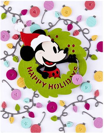 Spellbinders - Etched Dies - Classic Mouse Holiday Wreath S6-265 + Embellishments S4-1496