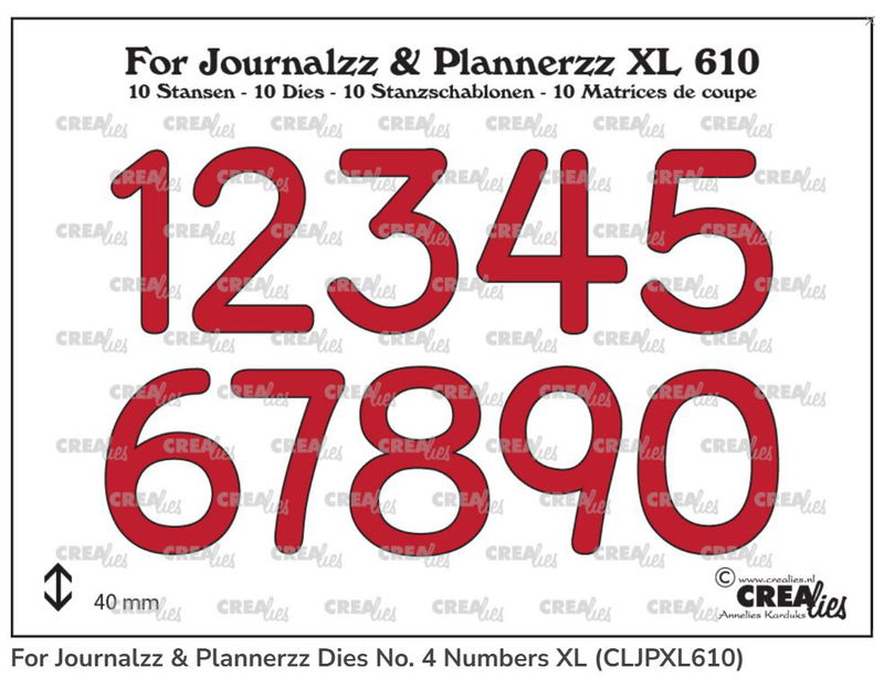 Crealies - dies - Journalzz & Plannerzz No. 4 Numbers XL CLJPXL610