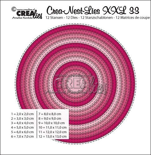 Crealies Dies - Crea-Nest-Lies XXL dies no. 33 Double Stitch Circles