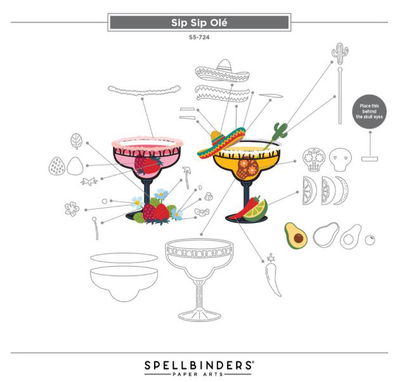 Spellbinders - Etched Dies - Happier Hour  Sip Sip Ole' S5-724 Spellbinders - Etched Dies - Happier Hour  Sip Sip Ole' S5-724