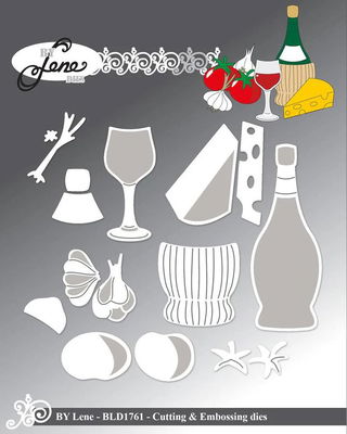 By Lene - Cutting & Embossing Die - Wine and Cheese  BLD1761