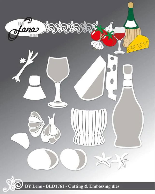 By Lene - Cutting & Embossing Die - Wine and Cheese  BLD1761