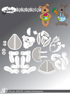 By Lene - Cutting & Embossing Die - Large Rabbits  BLD1750