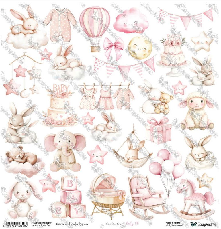ScrapAndMe - 30x30 papper - Cut out sheet Baby 06