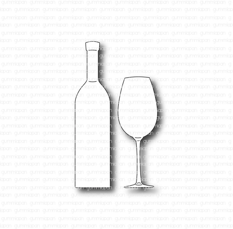 Gummiapan - Dies - Vinflaska med Glas  D210525