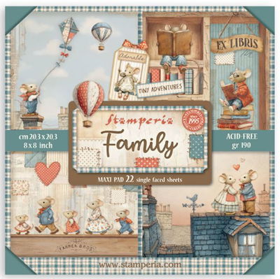 Stamperia - Maxi Paper Pack Single Face 8x8 - Family