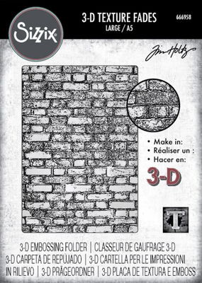 Sizzix - 3D Texture Fades Embossing Folder 6x8 1/2" - Brickwork 666958 Tim Holtz