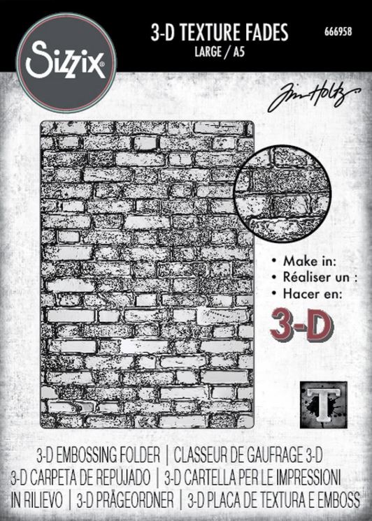 Sizzix - 3D Texture Fades Embossing Folder 6x8 1/2" - Brickwork 666958 Tim Holtz