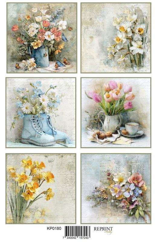 Reprint - Klippark A4 - Hello Spring Flowers  KP0180