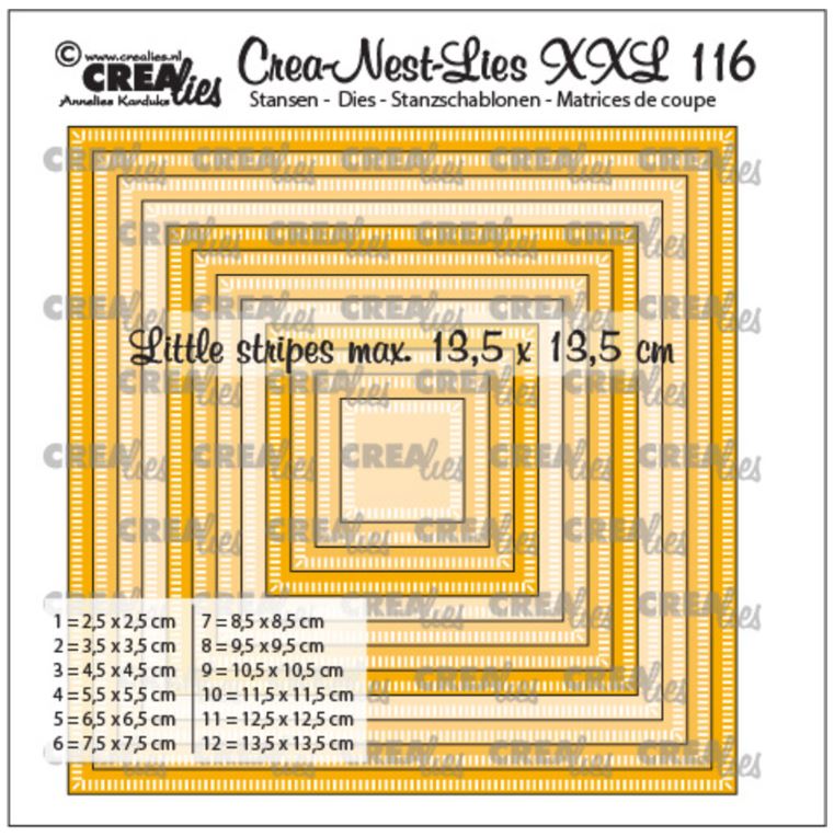 Crealies Dies - Squares with Little Stripes CLNestXXL116
