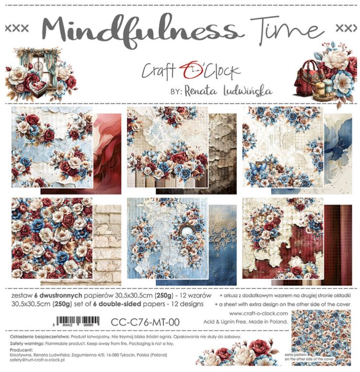 Craft O`clock -  12x12 Inch Papers Set - Mindfulness Time