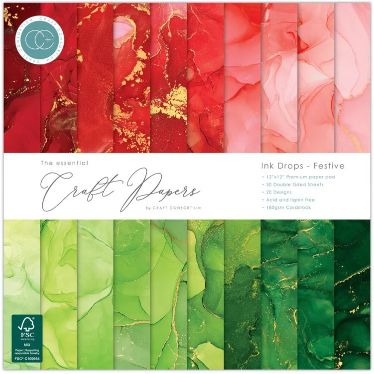 Craft Consortium - Paper Pad 12x12 - ink drops festive