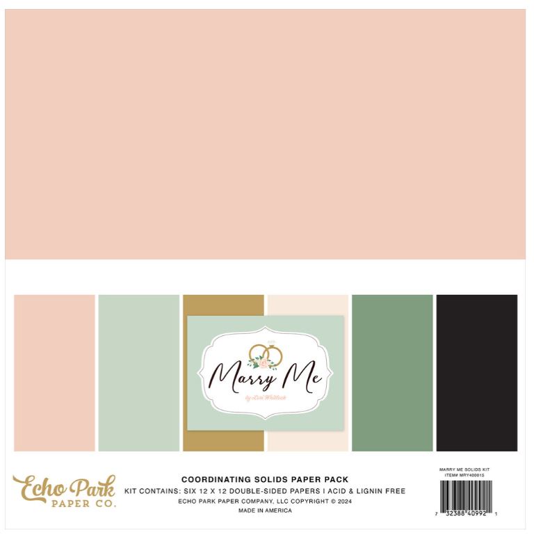 Echo Park - Coordinating Solids Paper Pack - Marry Me
