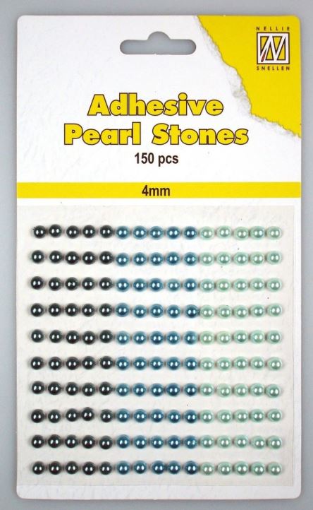 Nellie Choice - Adhesive pearls 4mm, 3-colors - Tones Blue APS403